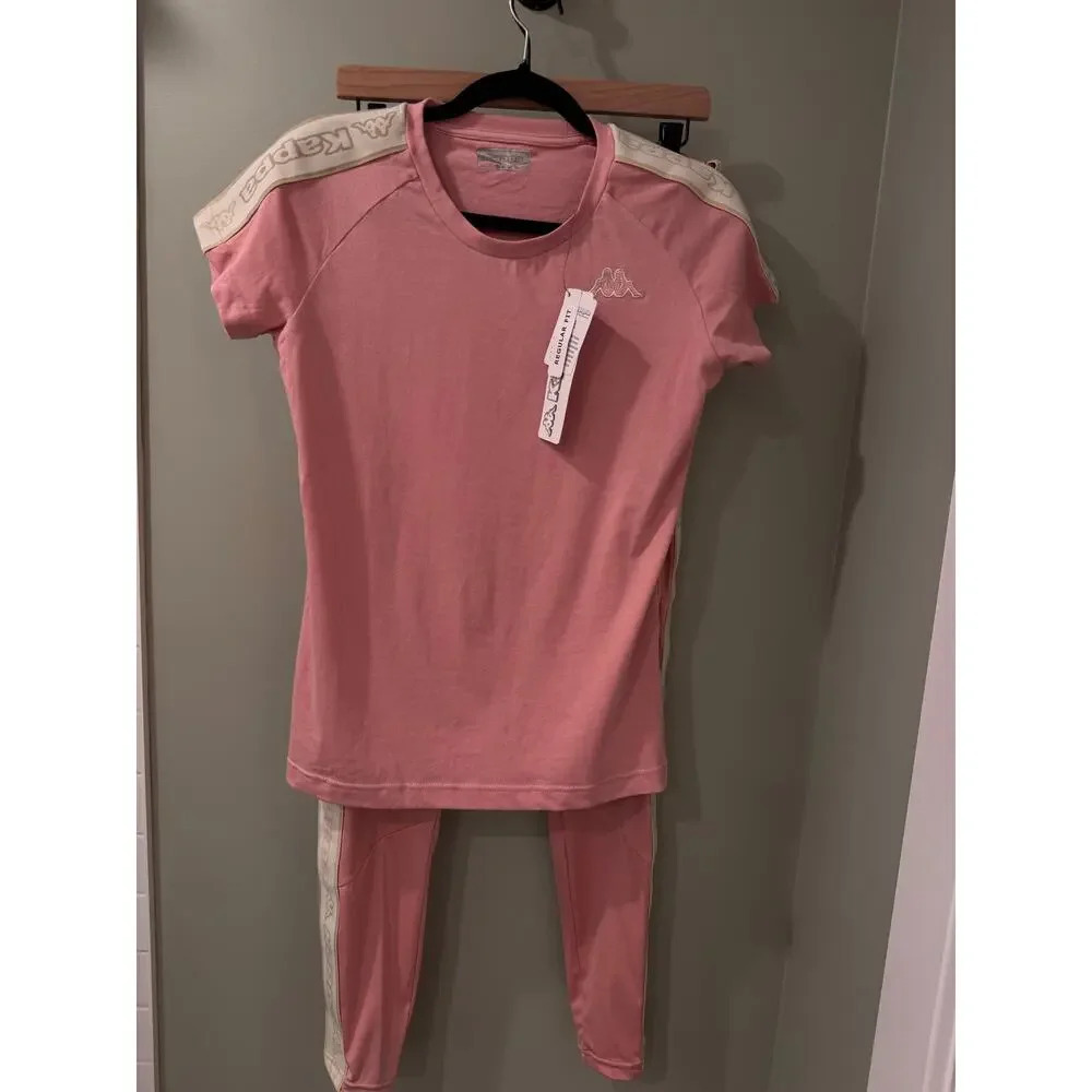 Kappa Women’s Pink Logo Athletic Set T-Shirt & Leggings 2-Piece Outfit New L/XL - Picture 3 of 10